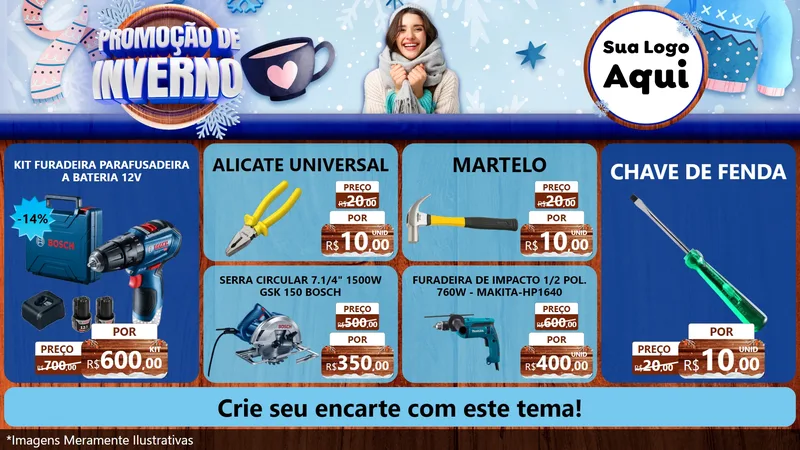 Modelo de TV para TV Horizontal com o tema Promoção de Inverno para Maquinas e Ferramentas