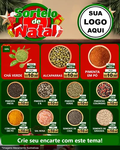 Modelo de Rede Social para Feed Instagram com o tema Sorteio de Natal para Produtos Naturais