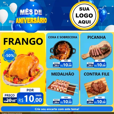 Modelo de Rede Social para Feed Facebook com o tema Mês de Aniversário para Assados