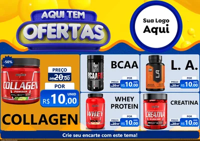 Modelo de Encarte para Encarte A4 Horizontal com o tema Aqui Tem Ofertas para Suplementos alimentares