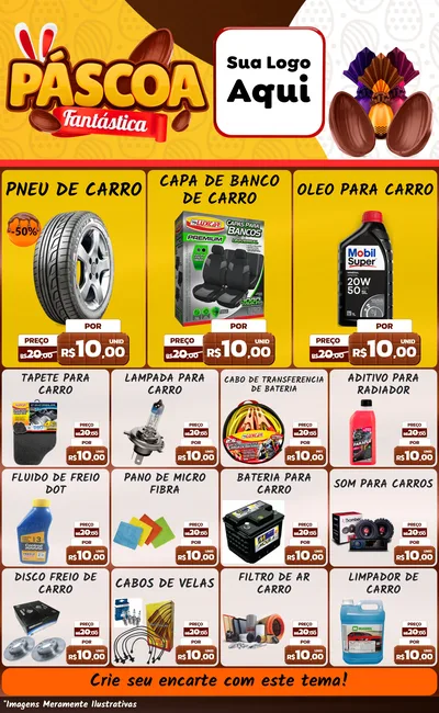 Modelo de Encarte para Encarte Grande com o tema Páscoa Fantástica para Auto peças