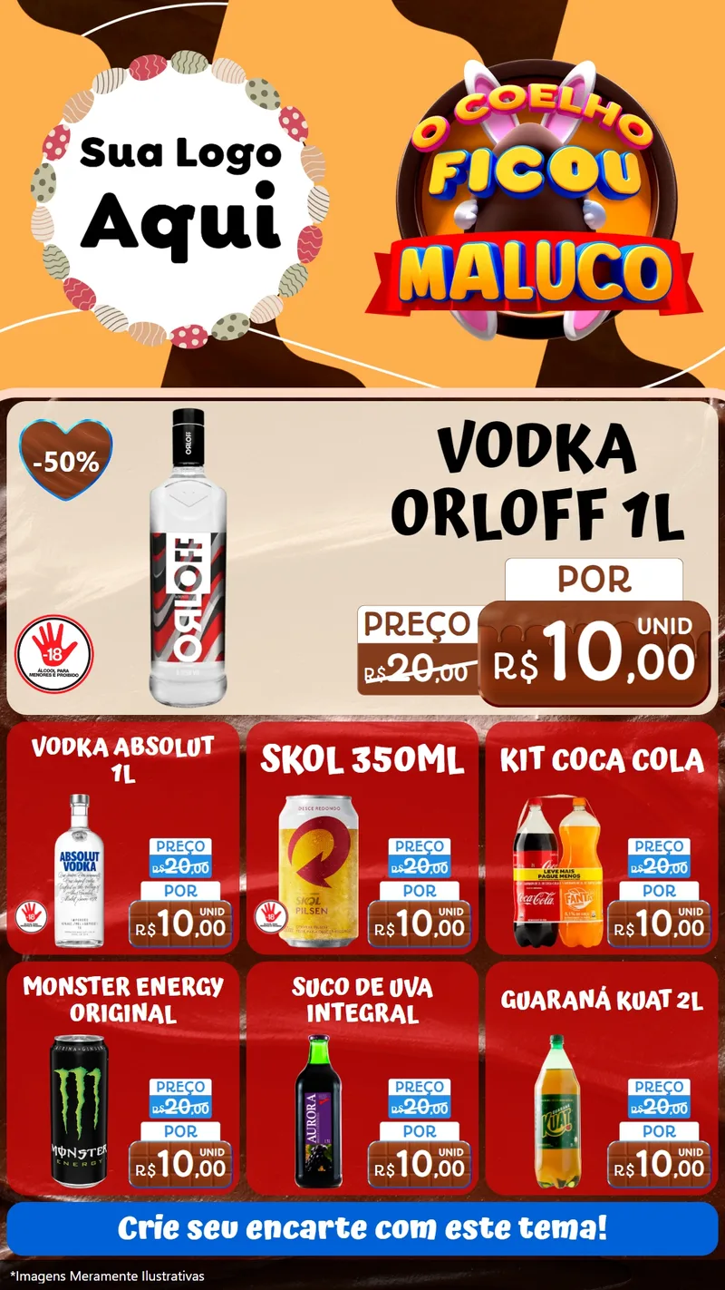 Modelo de Rede Social para Stories com o tema O Coelho Ficou Maluco - Páscoa para Distribuidora de bebidas