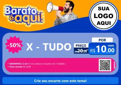 Modelo de Cartaz para Cartaz A4 Horizontal com o tema Barato é aqui para Hamburgueria