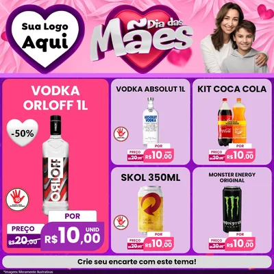 Modelo de Rede Social para Feed Facebook com o tema Dia das Mães para Distribuidora de bebidas