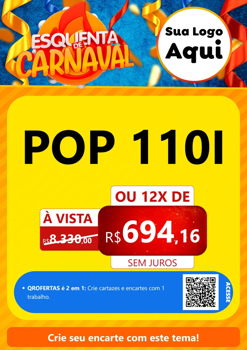Modelo de Cartaz para Cartaz A4 Vertical com o tema Esquenta de Carnaval para Concessionaria de Motos
