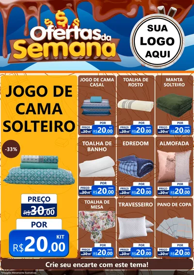 Modelo de Encarte para Encarte A4 Vertical com o tema Ofertas da Semana - Páscoa para Cama, Mesa e Banho