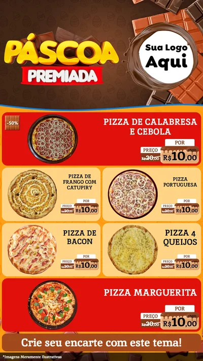 Modelo de TV para TV Vertical com o tema Páscoa Premiada para Pizzaria