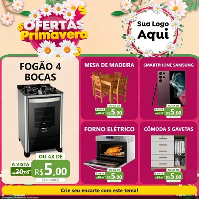 Modelo de Rede Social para Feed Facebook com o tema Ofertas de Primavera para Móveis e Eletro