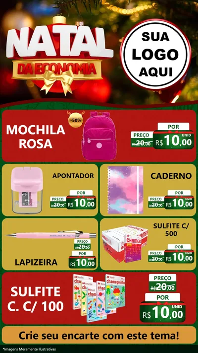 Modelo de TV para TV Vertical com o tema Natal da Economia para Papelaria