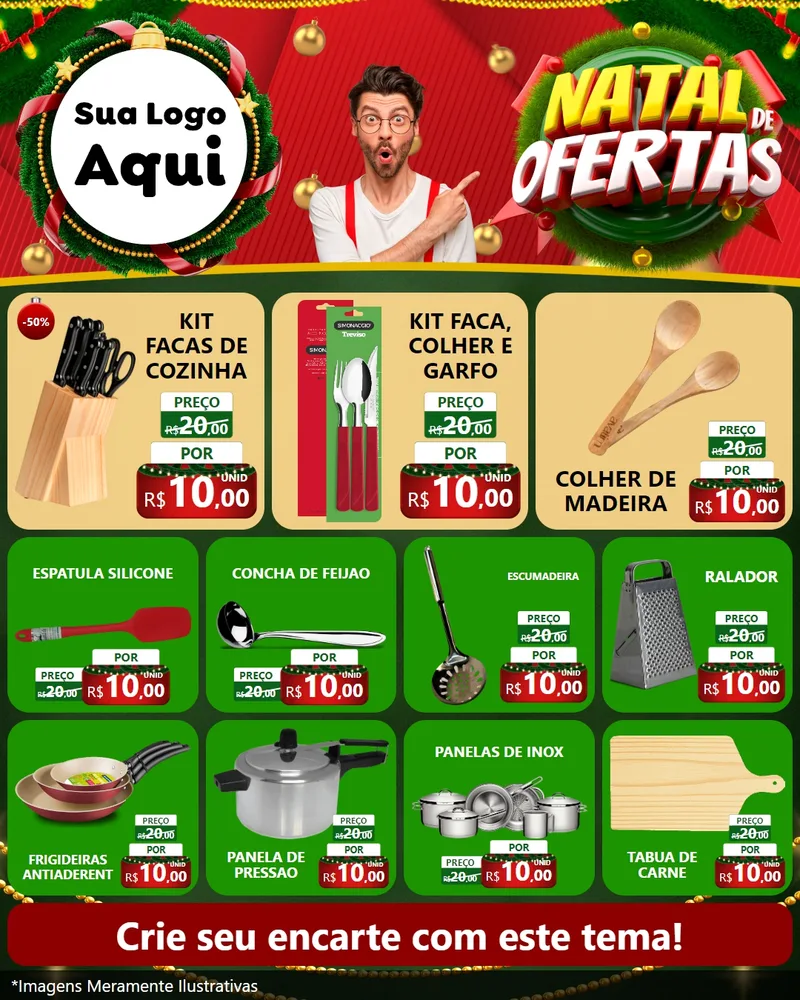 Modelo de Rede Social para Feed Instagram com o tema Natal de Ofertas para Utilidades Domésticas