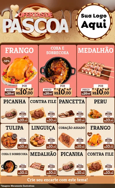 Modelo de Encarte para Encarte Grande com o tema Ofertas de Páscoa para Assados