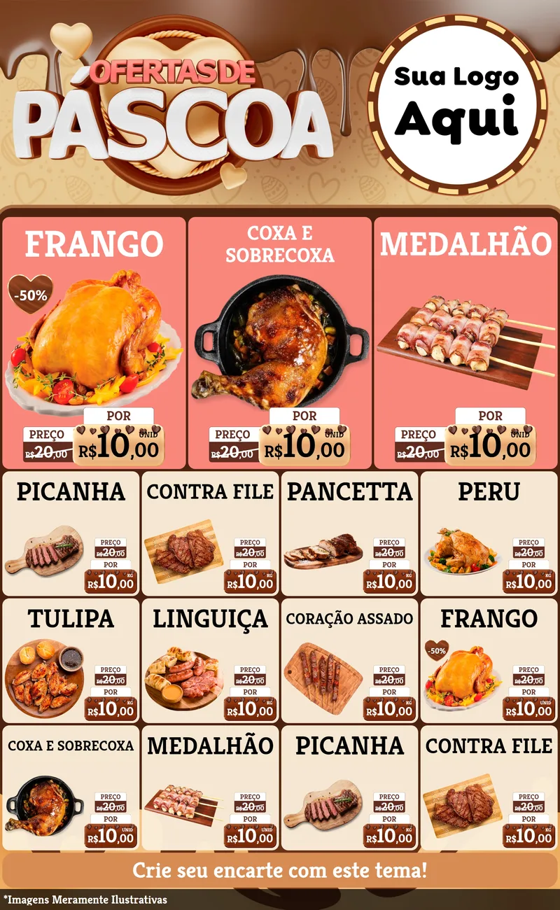 Modelo de Encarte para Encarte Grande com o tema Ofertas de Páscoa para Assados