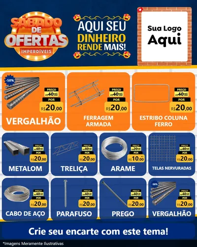 Modelo de Rede Social para Feed Instagram com o tema Sábado de Ofertas Imperdíveis para Ferragens