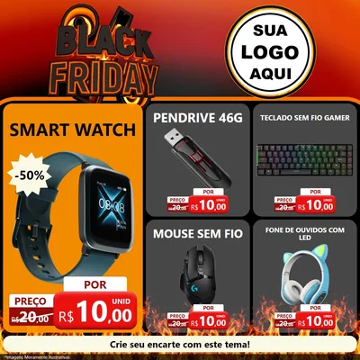 Modelo de Rede Social para Feed Facebook com o tema Black Friday para Informática