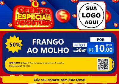 Modelo de Cartaz para Cartaz A4 Horizontal com o tema Ofertas Especiais de Outubro para Restaurante