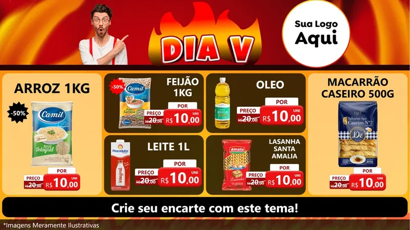 Modelo de TV para TV Horizontal com o tema Dia V para Supermercado