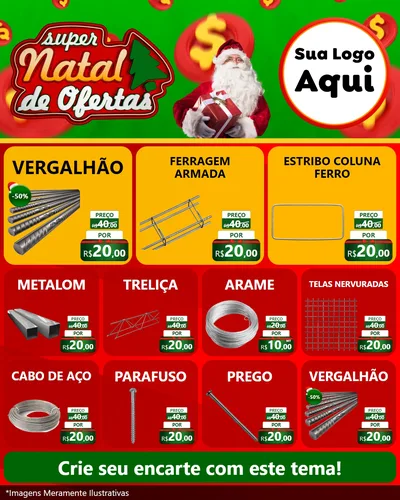 Modelo de Rede Social para Feed Instagram com o tema Super Natal de Ofertas para Ferragens
