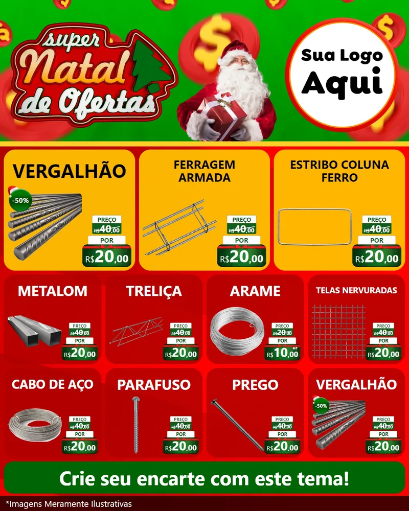 Modelo de Rede Social para Feed Instagram com o tema Super Natal de Ofertas para Ferragens