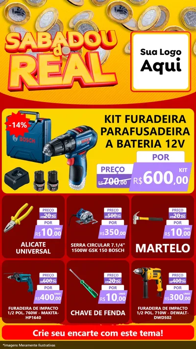 Modelo de Rede Social para Stories com o tema Sabadou do Real para Maquinas e Ferramentas