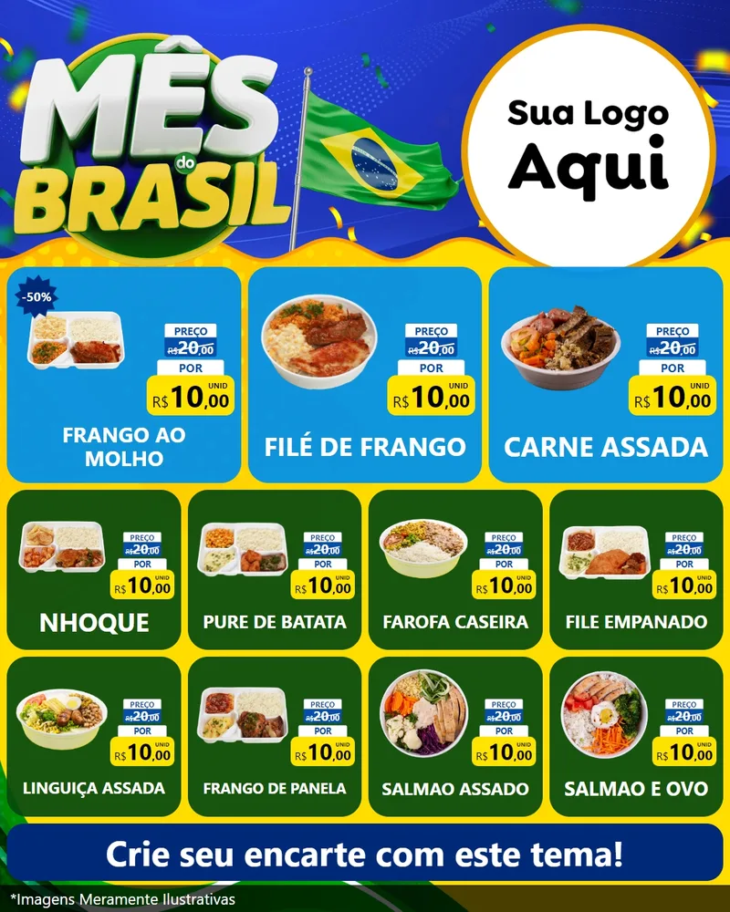 Modelo de Rede Social para Feed Instagram com o tema Mês do Brasil para Restaurante