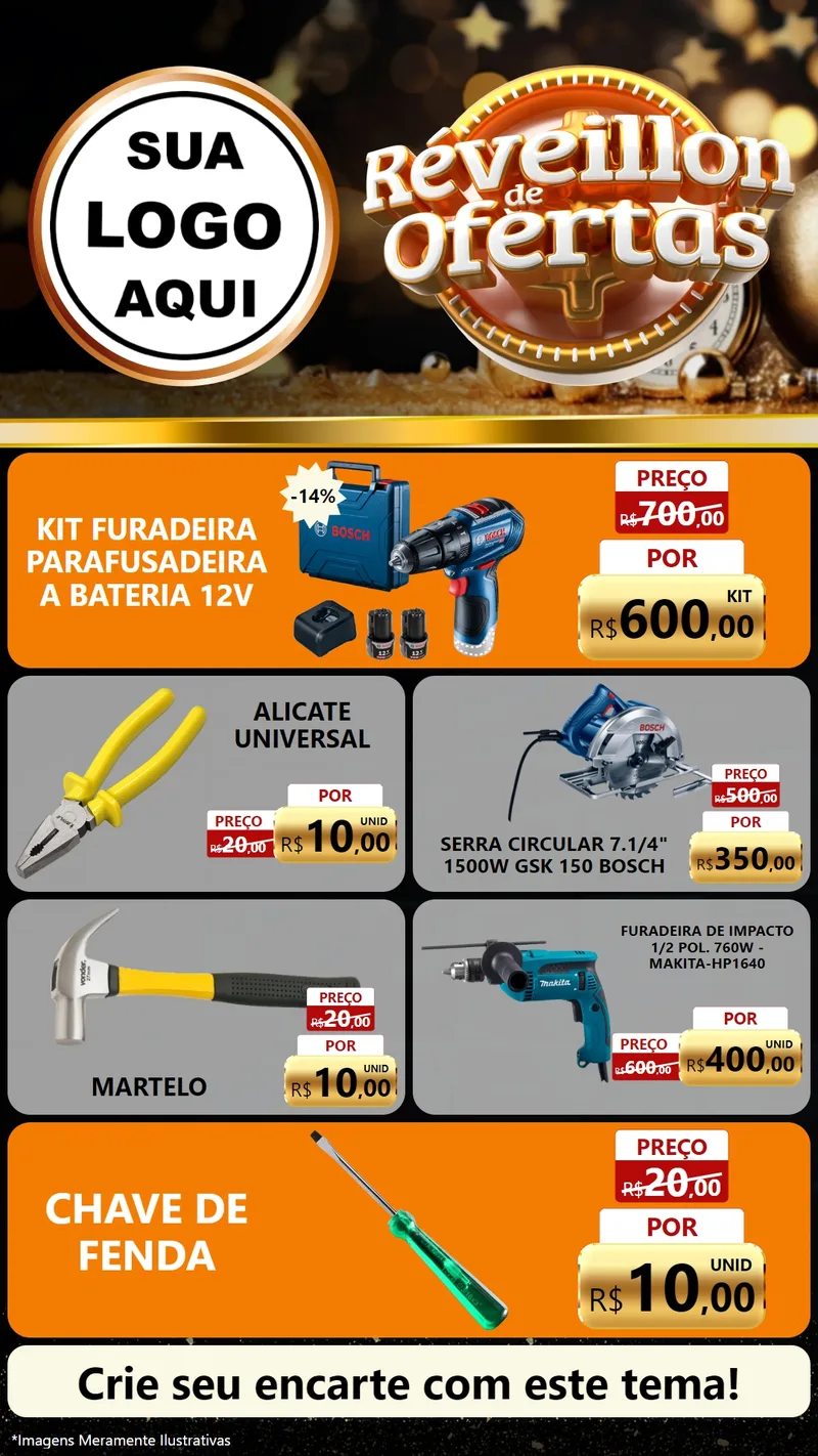 Modelo de TV para TV Vertical com o tema Réveillon de Ofertas para Maquinas e Ferramentas