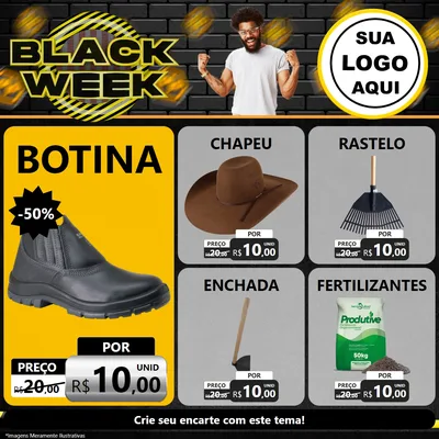 Modelo de Rede Social para Feed Facebook com o tema Black Week para Agropecuária