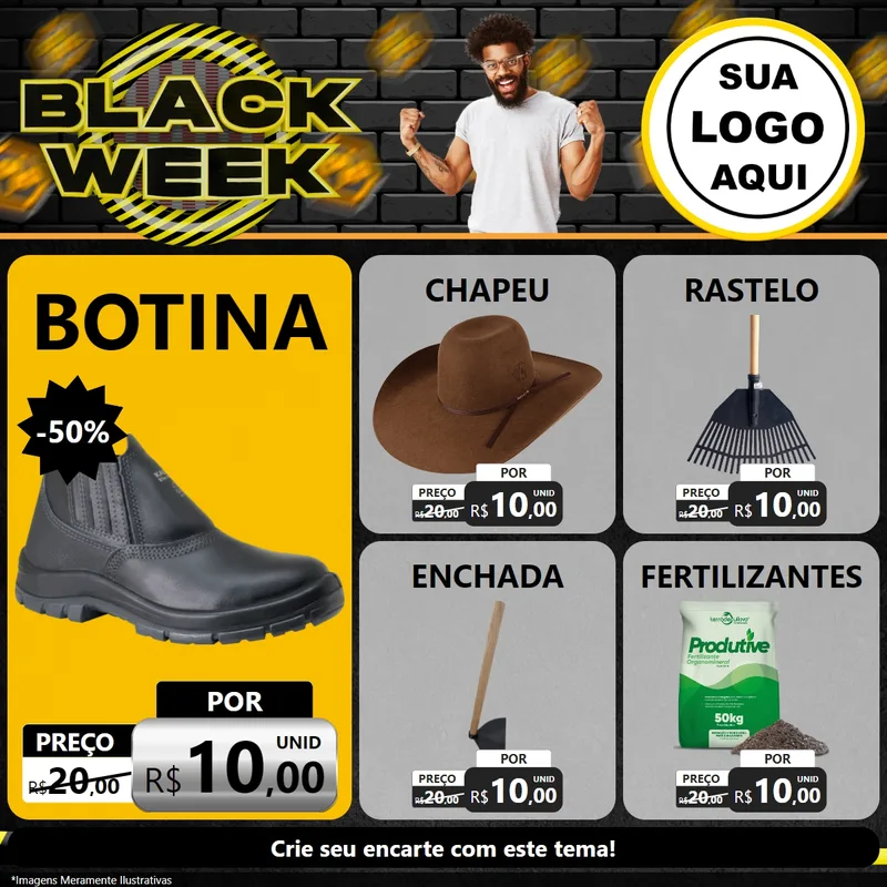 Modelo de Rede Social para Feed Facebook com o tema Black Week para Agropecuária