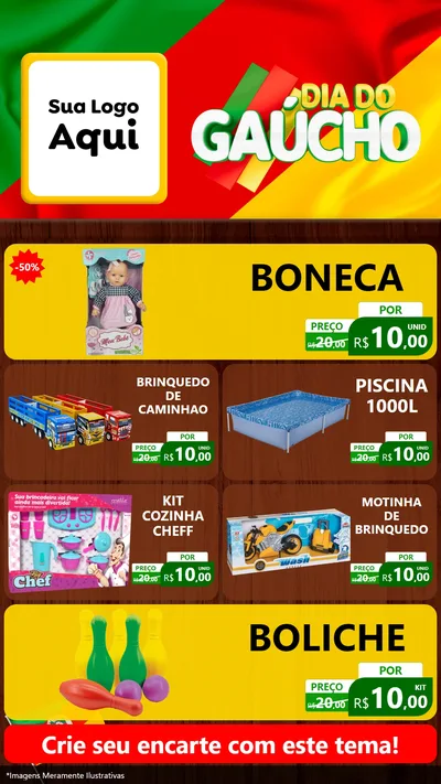 Modelo de TV para TV Vertical com o tema Dia do Gaúcho para Brinquedos