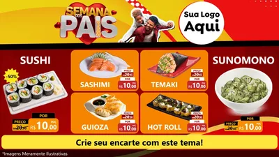 Modelo de TV para TV Horizontal com o tema Semana Dos Pais para Comida japonesa
