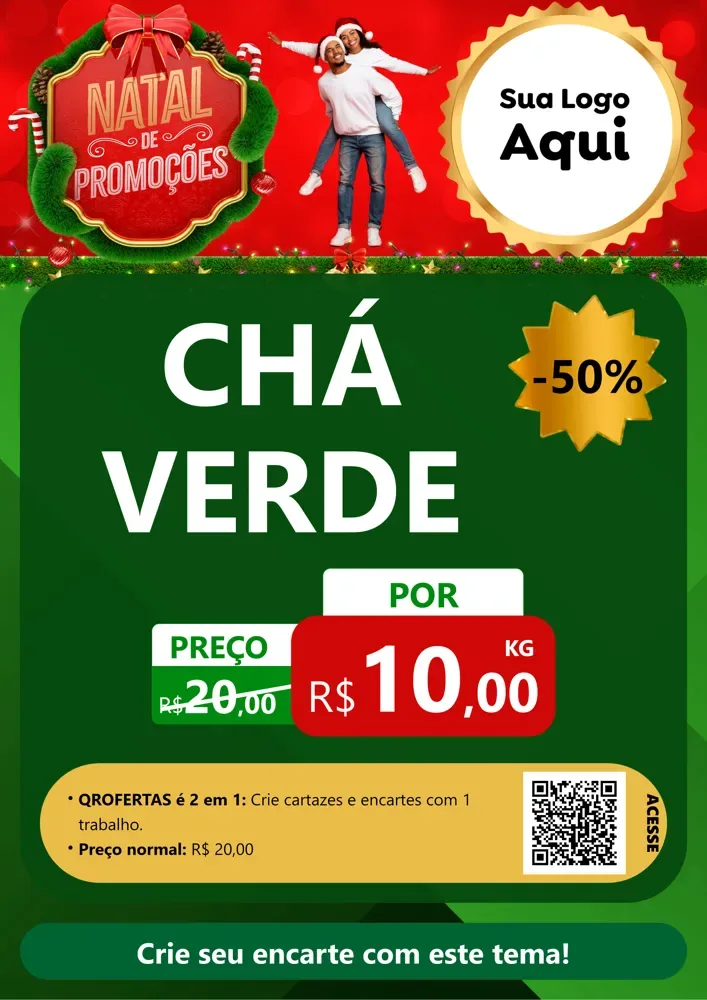 Modelo de Cartaz para Cartaz A4 Vertical com o tema Natal de Promoções para Produtos Naturais
