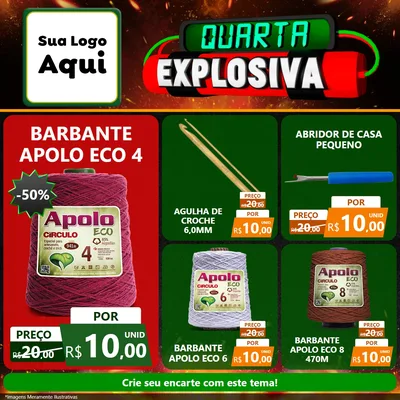 Modelo de Rede Social para Feed Facebook com o tema Quarta Explosiva para Armarinho e Aviamentos