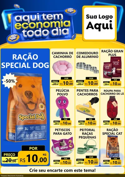 Modelo de Encarte para Encarte A4 Vertical com o tema Aqui Tem Economia Todo Dia para Pet Shop
