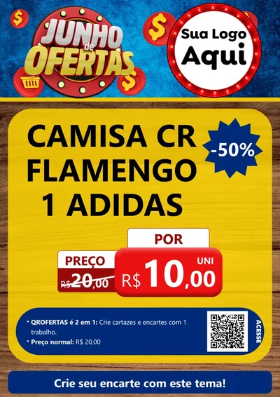 Modelo de Cartaz para Cartaz A4 Vertical com o tema Junho de Ofertas para Roupas e acessórios