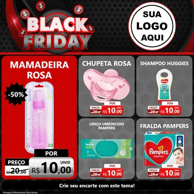 Modelo de Rede Social para Feed Facebook com o tema Black Friday para Bebês