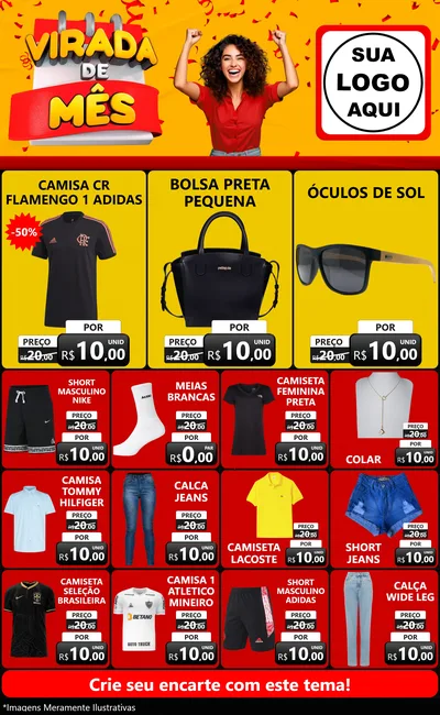 Modelo de Encarte para Encarte Grande com o tema Virada de Mês para Roupas e acessórios
