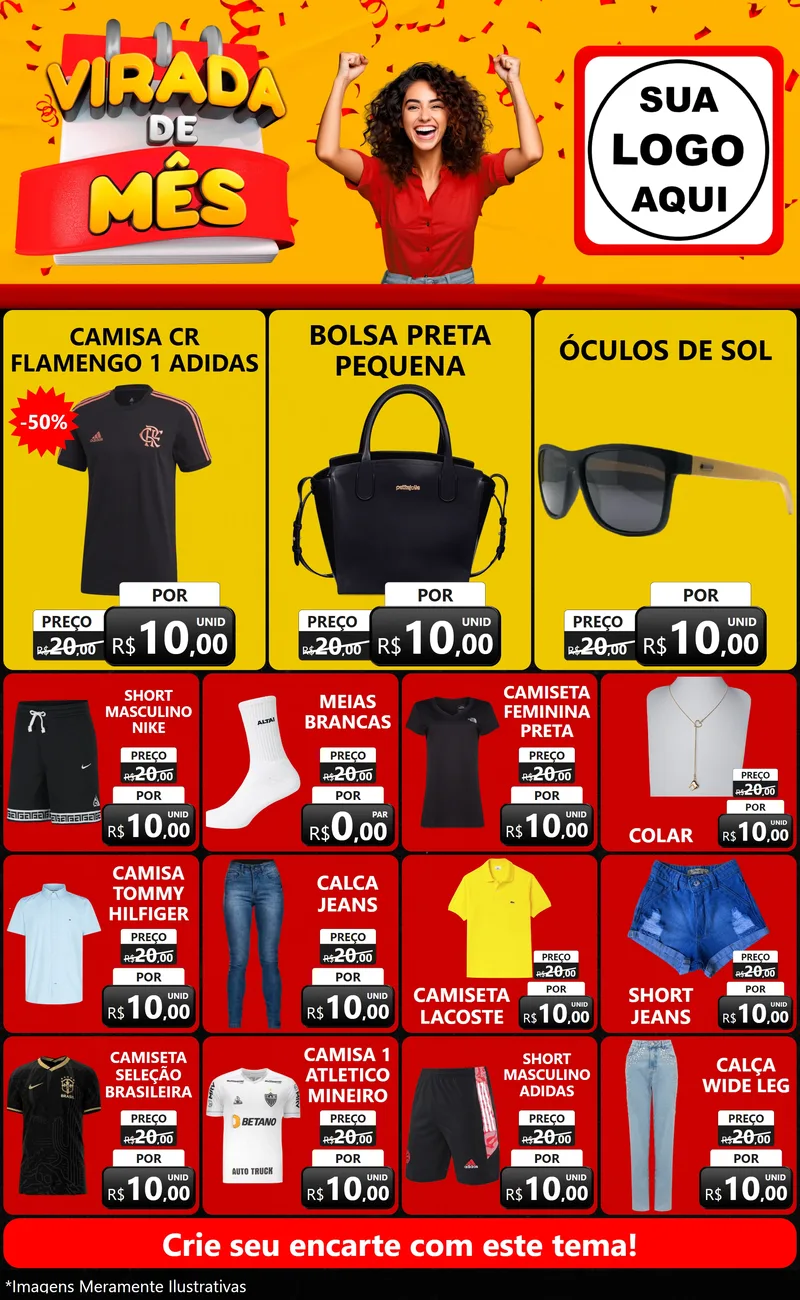 Modelo de Encarte para Encarte Grande com o tema Virada de Mês para Roupas e acessórios
