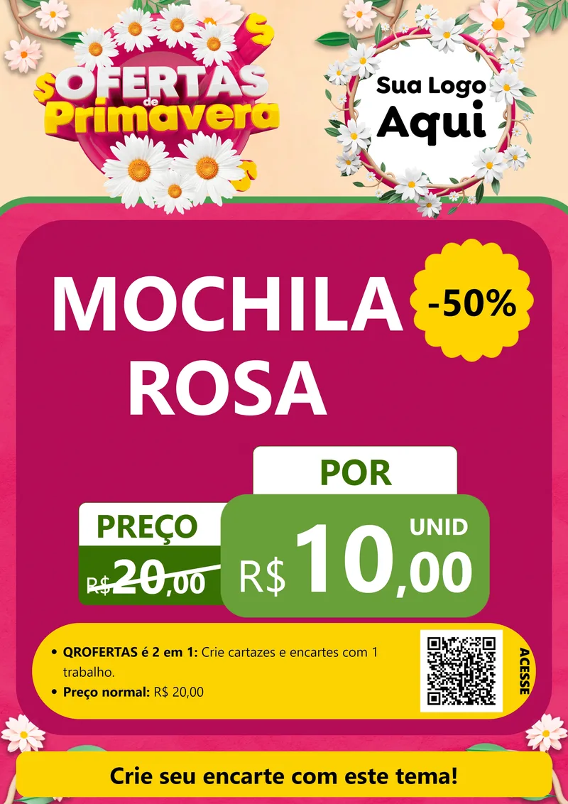 Modelo de Cartaz para Cartaz A4 Vertical com o tema Ofertas de Primavera para Papelaria