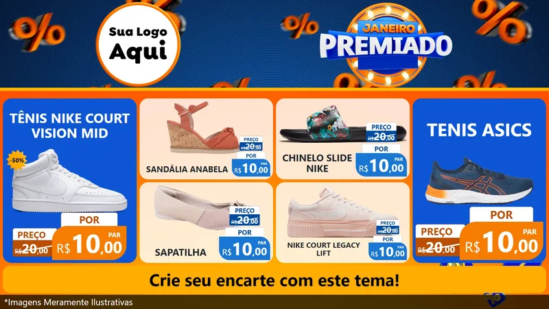 Modelo de TV para TV Horizontal com o tema Janeiro Premiado para Calçados