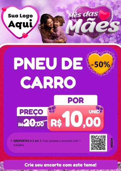 Modelo de Cartaz para Cartaz A4 Vertical com o tema Mês das Mães para Auto peças