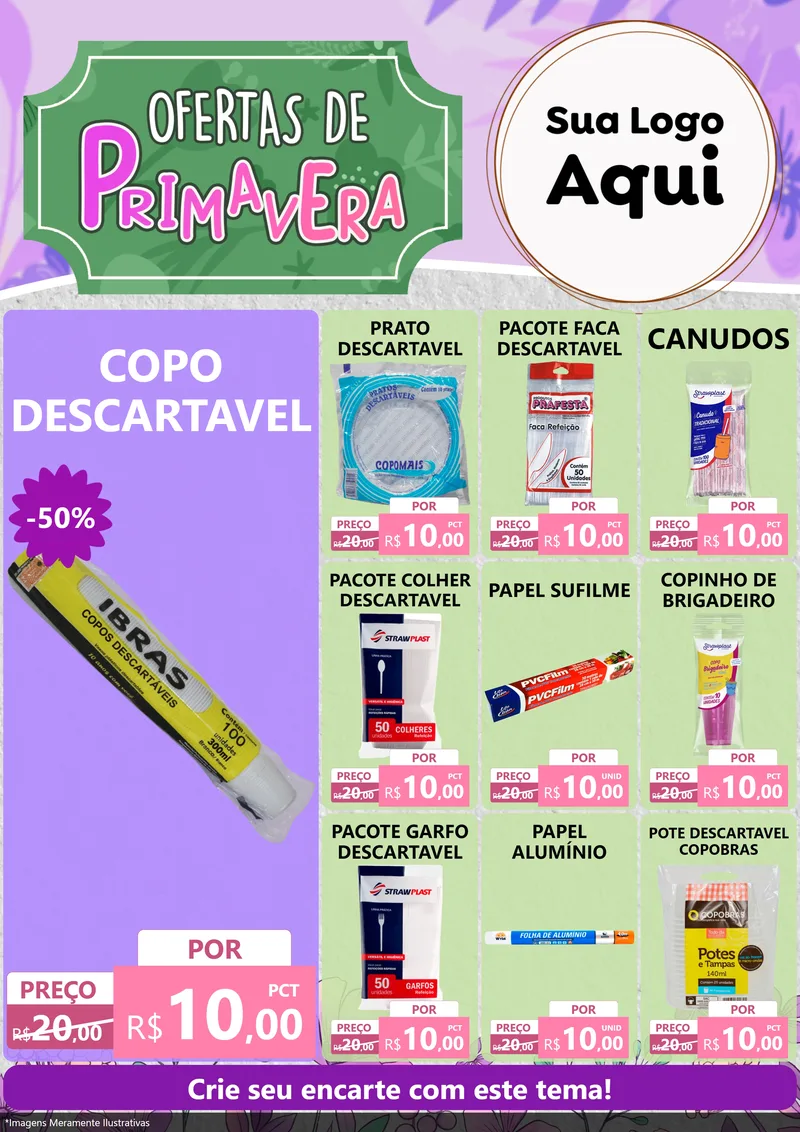 Modelo de Encarte para Encarte A4 Vertical com o tema Ofertas de Primavera para Embalagens