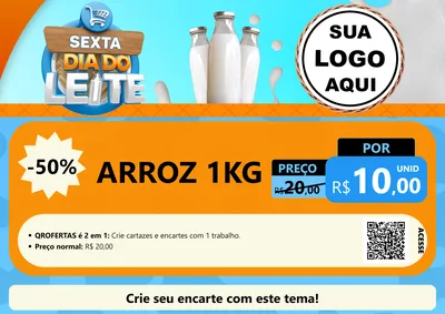 Modelo de Cartaz para Cartaz A4 Horizontal com o tema Sexta Dia do Leite para Supermercado
