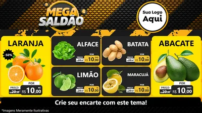 Modelo de TV para TV Horizontal com o tema Mega Saldão para Hortifrúti