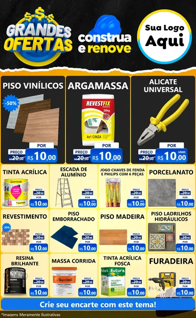 Modelo de Encarte para Encarte Grande com o tema Grandes Ofertas - Material de Construção para Material para Construção