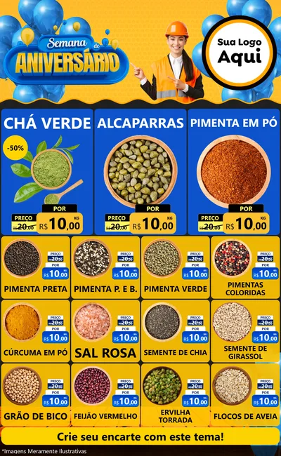 Modelo de Encarte para Encarte Grande com o tema Semana de Aniversário para Produtos Naturais