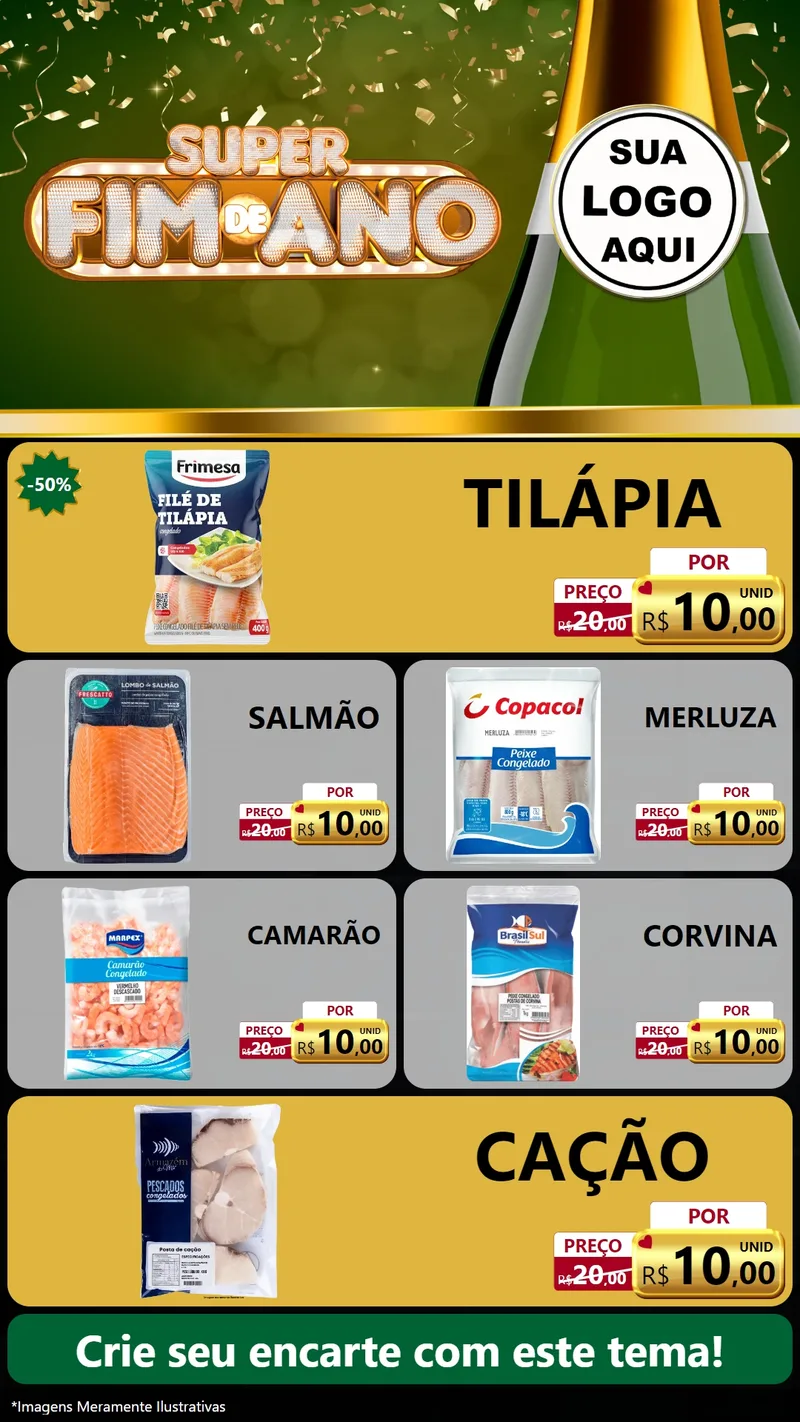 Modelo de TV para TV Vertical com o tema Super Fim de Ano para Peixaria