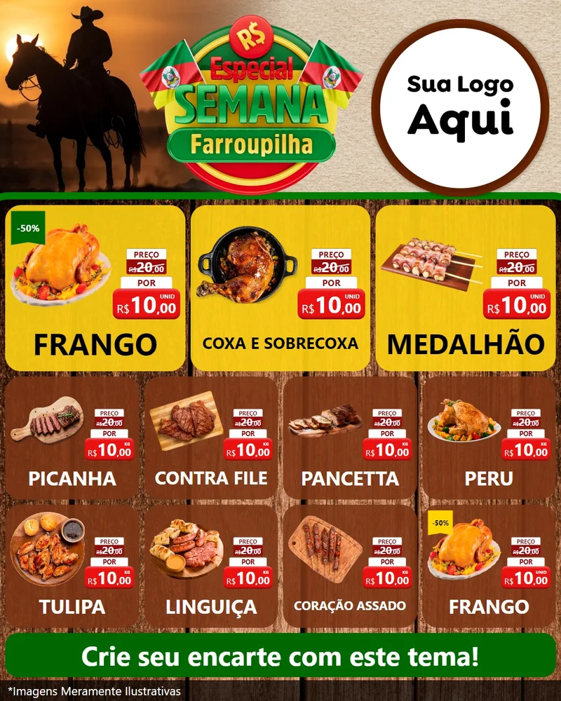 Modelo de Rede Social para Feed Instagram com o tema Especial Semana Farroupilha para Assados