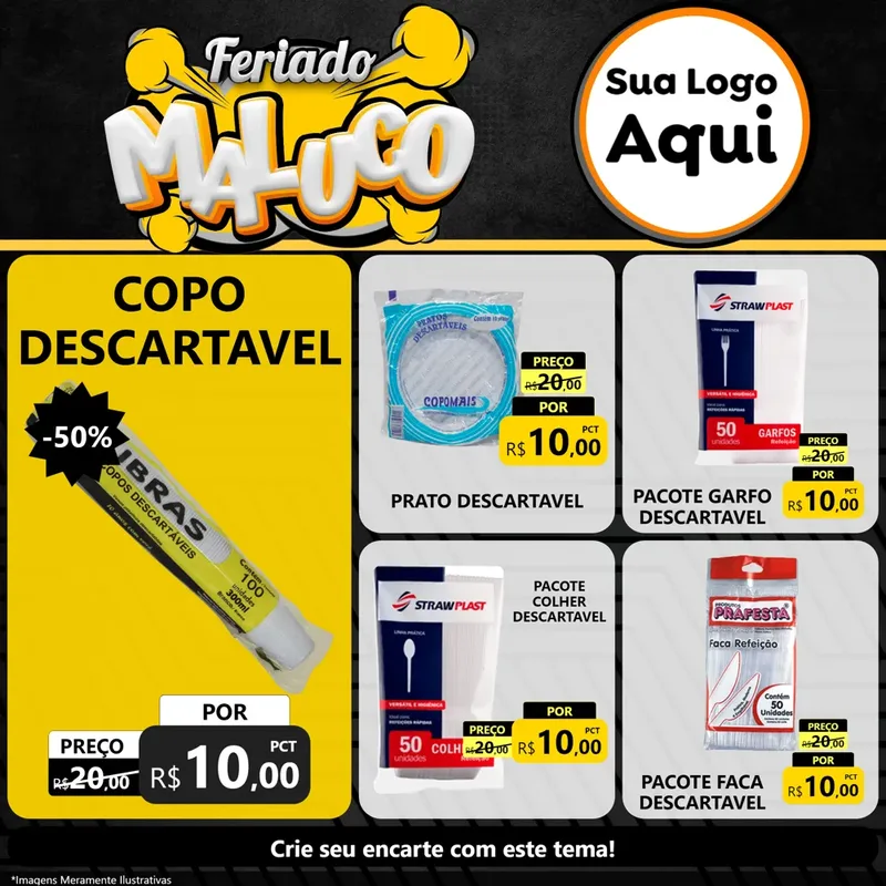 Modelo de Rede Social para Feed Facebook com o tema Feriado Maluco para Embalagens