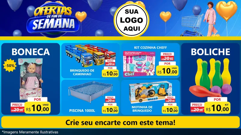 Modelo de TV para TV Horizontal com o tema Ofertas de Fim de Semana para Brinquedos