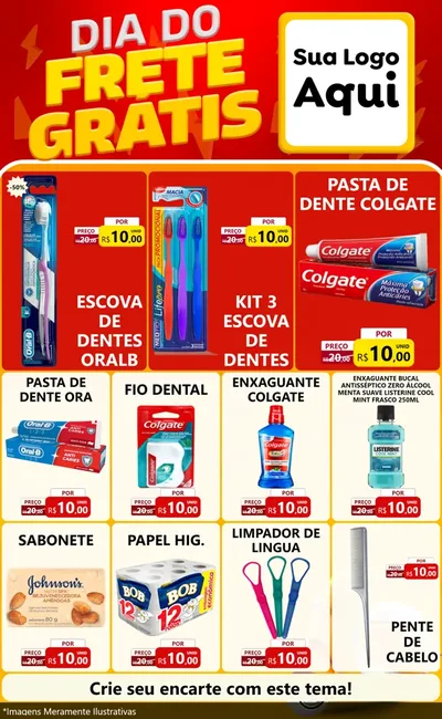 Modelo de Encarte para Encarte Grande com o tema Dia do Frete Grátis para Higiene Pessoal