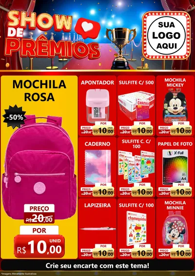Modelo de Encarte para Encarte A4 Vertical com o tema Show de Prêmios para Papelaria